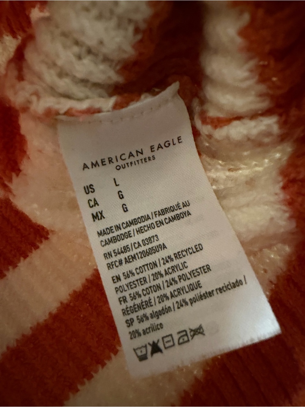 American Eagle Outfitters Sweater Women's Large Pumpkin/Cream Collared Pullover - Picture 4 of 5